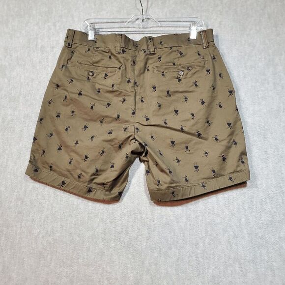 Tommy Hilfiger Shorts Mens 34 Green Hula Dancer Hawaiian Chino Flat Front Preppy - Picture 9 of 10